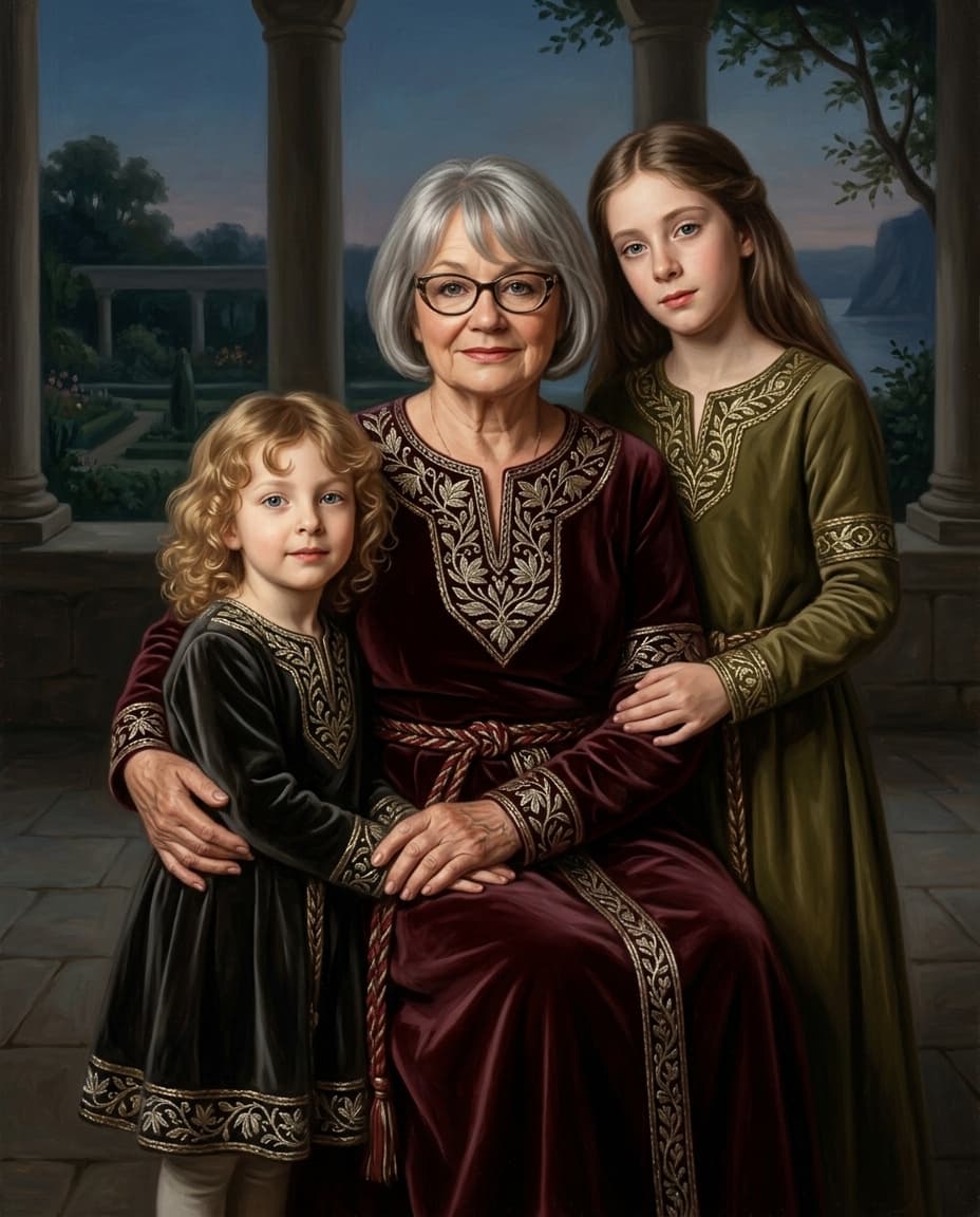 Бабуся та діти — Середньовічний